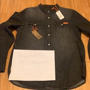 Long sleeve button down denim shirt